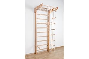 SPORTBABY Parque Infantil, Pared de Gimnasia, Gimnasio Kinder-2-240, Equipamiento Deportivo, Pared de Escalada, Madera, Pared de Gimnasia, Barras de Pared - Certificado, almacén de la UE