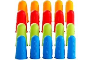 VIDILLO Lot de 20 protège-doigts en silicone pour pistolet à colle chaude, 4 couleurs, protection pour doigt pour couture, cire, colophane, résine, miel, scrapbooking, travaux manuels, broderie