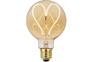 Gokoly E27 LED Vintage Light Bulb, Screw 4W Edison LED Filament Bulb, Big Size 95mm Globe Spiral LED Bulbs, Retro Amber Glass Decorative Light Bulbs, Warm White 2200K