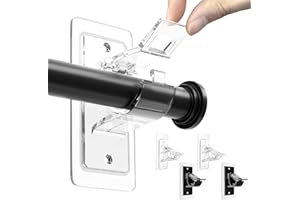 BelleVive 4 Stück Gardinenstangenhalterung ohne Bohren, Selbstklebende Gardinenstangenhalter, ohne Loch, Mehrzweck-Gardinenstangenhaken ohne Nägel für Badezimmer, Transparent + Schwarz