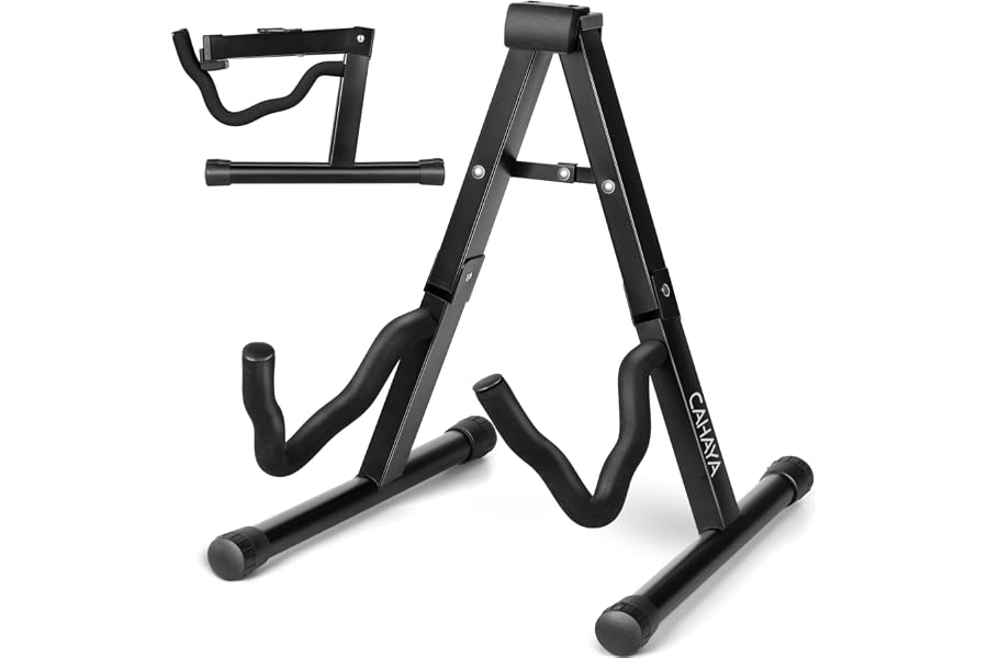 CAHAYA Soporte para Guitarra Universal Plegable Stand para Guitarra Compatible con Guitarras Acustica Electrica Española Ukel