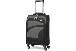 Aerolite Ultralekka podręczna kabina bagaż obrotowy walizka podróżna wózek z 4 kółkami, Czarny/Szary, 21" Cabin (55x35x20cm), Bagaż podręczny