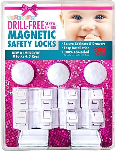 8 Locks &amp; 3 Keys Drill-Free 3M-Adhesive Magnetic Safety Cabinet &amp; Drawer Locks for Baby Proofing - From Keen Baby