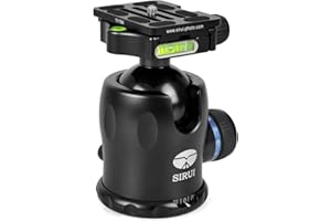 SIRUI K-40X Testa a sfera per treppiede in alluminio Testa a sfera panoramica rotante a 360 ° con piastra a sgancio rapido TY-70X Arca Swiss e livella a bolla per treppiede, Capacità di carico 35KG