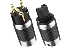 Tertullus 1 para wysokiej klasy wtyków Schuko + urządzenia chłodzące mosiądz pozłacane włókna węglowe do kabla sieciowego DiY (pozłacane, E860)