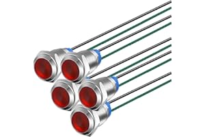 Gebildet 5pcs 10mm LED Métal Indicateur Lampe de Signalisation 3V-4.5V-5V-6V-7.5V-9V Étanche avec Fil,Rouge