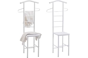 CARO-Möbel Herrendiener JIVO Kleiderständer Garderobenständer im 2er-Set, Metall Weiss und MDF in Weiss