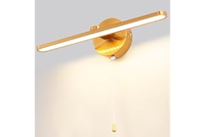 MantoLite Esposizione da Luci per Parete,12W IP44 Lampade da Specchio con Interruttore Faretti da Muro,40CM 3000K Applique da Parete LED Interni Applique Da Parete Luci Lettura(Ottone Spazzolato)
