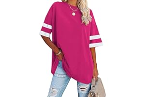 Famulily Women's Casual Round Neck Half Sleeve T Shirt Ladies Comfy Oversized Baseball Tshirts Color Block Tunic Tops
