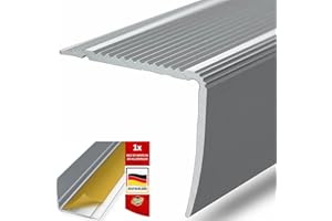 KARAT - Profilé de marches d'escalier en aluminium - Forme en L - Profilé d'angle - Cornière d'escalier - Matériel de montage inclus (Integral, L90x3x2 cm, Autocollant, Argent)