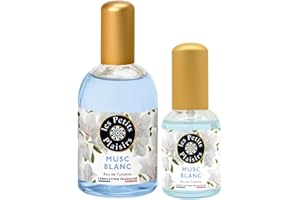 Les Petits Plaisirs – Lot Eau de Toilette Musc Blanc 110ml + 30ml, Floral, musqué et délicat, Parfum femme, Coffret cadeau, Made in France, 110ml, 30ml