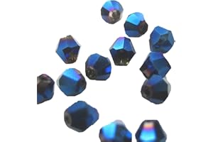 BRUSSELS08 Lot de 100 Perles en agate, en forme de losange, faites à la main - Perles en vrac pour fabrication de colliers, bracelets à breloques, bijoux, strass, bleu, Taille M