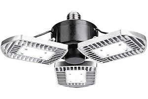 EECOO LED Lámpara de Techo 60W, 6000LM Luces de garaje LED, Luz de techo ajustable para garaje con CRI 85, 6000K, 3 paneles ajustables, Bombillas de bajo consumo para garaje, luz de trabajo