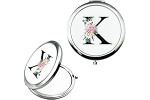 JEKUGOT Personalisierter Schminkspiegel Kleiner Spiegel Taschenspiegel Brautgeschenke Verlobungsgeschenke Personalisiertes Geschenk Spiegel A-Z Geschenke für Frauen Geburtstagsgeschenke(K)