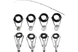 VJUYSW 8 pièces anneau canne a peche, réparation canne à pêche en acier inoxydable, adaptées aux pêcheurs en eau douce/eau salée, kit de réparation de canne à pêche (8 tailles).