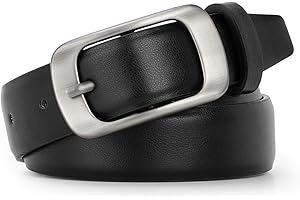 XZQTIVE Women Leather Belts for Jeans Pants, Black/Brown Waist Dress Belts with Gold/Silver Buckles, Fit Sizes S to XL