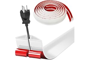 BOCGUY Flexibler Klein Kabelkanal, 3 Meter Selbstklebend Boden Kabelbrücke Flexibler Kabelabdeckung Kabelschutz Kabelschacht Leicht zu Schneiden Montage für alle Netzkabel Haus, Büro, Schule, Lager (Weiß)