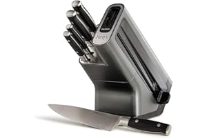 Ninja Foodi StaySharp Knife Block with Integrated Sharpener, 5-Piece Knife Set includes Chef, Bread, Slicing, Utility, Paring Knives, Stainless Steel K32005UK, Black