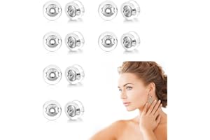 FAMIDIQGO 12 chiusure sicure per orecchini a perno, in silicone di ricambio per orecchini, orecchini pendenti, chiusure ipoallergeniche (argento)