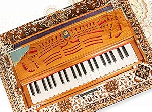 Manoj Kr. Sardar Branded Original, 3.5 Octave, 42 Keys, Segun Wood, 2 Set Reed (Double), 7 Part bellow, Portable Auto-push Model Harmonium with Cover