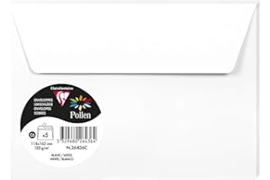 ‎CLAIREFONTAINE Clairefontaine 26436C - Packung mit 5 Umschlägen Pollen, selbstklebend, Format C6 11,4x16,2 cm, Premium glattes Papier 120g, ideal für Ihre Einladungen und Korrespondenz, Weiß, 1 Pack