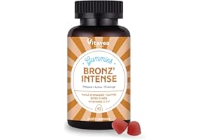 VITAVEA BIEN-ETRE Vitavea - Gummies Solaire Bronz'Intense - Complément alimentaire Bronzage - Prépare, Active, Prolonge - Teint Hâlé, Effet Bonne Mine - Onagre, Cuivre, Rose d'Inde, Vitamines C & E - 40 gummies - Vegan