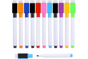 DERAYEE 11pcs Stylos de Tableau Blanc et Ensemble de Gomme, Feutre de Tableau Blanc Effaçable Couleur Fine pour Enfant