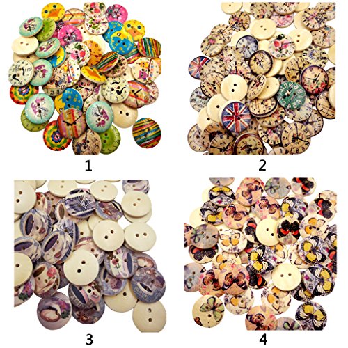Gazechimp 50pcs GROSSE Holz Knopf Knöpfe Dekorative Vintage Style MIX 20mm - 5