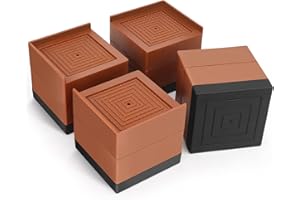 USION Furniture Bed Risers 3 inch Heavy Duty 8 Pack,Adjustable L-Side Lifts Risers for Bed Frame,Sofa,Desk,Chair,Table(Brown)