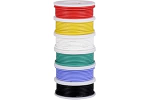 TUOFENG - Filo elettrico da 26 AWG, set di fili di collegamento, filo flessibile in silicone, bobina da 10 metri in diversi colori, trefolo da 300 V