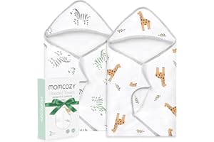 momcozy Asciugamano da bagno con cappuccio, confezione da 2 pezzi, con cappuccio e spugna di cotone, misura grande, 90 x 90 cm (35 pollici), set di asciugamani da bagno per ragazzi/ragazze, dai