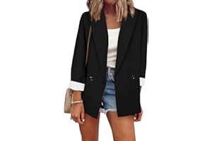 YMING Femmes Chic OL Affaires Blazer Manches Longues Boutons Manteau Affaires Couleur Unie Cardigan