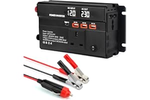 WODHMIEY 600W Car Power Inverter 12V/24V to 230V Vehicle Voltage Converter with 2 Sockets, 3 USB, 1 Type-C, Dual LED Display, Ideal for Camping, Travel, Motorhomes, Lorries & Emergency Power Supply