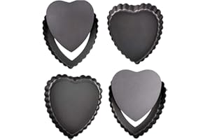 Webake Plat a Tarte Lot de 4 Moule à Mini Tartelettes Moule avec Fond Amovible en Acier Noir Couleur Revêtement Anti-adhésif Ø10 cm