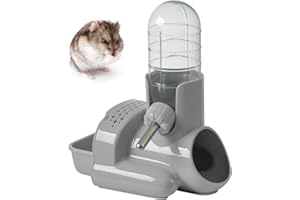 TOKAYIFE Bebedero Hamster Botella de Agua pequeña Casa Hamster Comedero para hámster Bebedero Colgante con Soporte Adecuado para Animales pequeños (Gris)