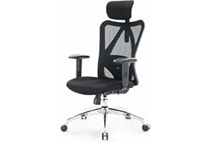 SIHOO Office Desk Chair, Ergonomic Computer Office Chair with Adjustable Headrest and Lumbar Support,High Back Executive Swivel Chair (Black)