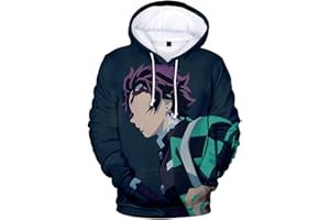 OLIPHEE Men's Demon Slayer Hoodie Comic Fans Hoodie 3D Anime Cartoon Kimetsu No Yaiba Sweatshirt