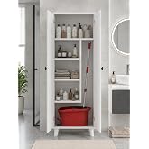 LİMA &Ccedil;ok Ama&ccedil;lı Banyo ve Temizlik Dolabı | Paspas Mop B&ouml;lmeli | Kapaklı Depolama Dolabı