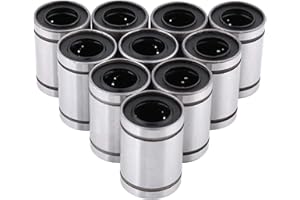 HILITAND Roulement LM12UU, 10pcs 12mm LM12UU Douille de Roulement à Billes à Mouvement Linéaire pour Pièces de CNC D'imprimante 3D à Tige de 12mm, Roulements à Billes Linéaires