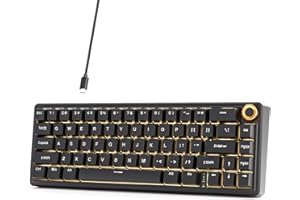 Dierya DK68E Teclado Gaming, 60% Teclado Mecánico Gasket con Knob, RGB Hot Swap Switches Lineales Cremosos, Compacto 66 Teclas Anti-Ghosting, Disposición QWERTY-US, Negro