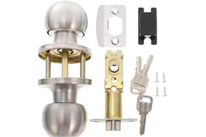 OSALADI Juego De Cerradura De Puerta Con Llaves Y Pomo De Acero Inoxidable Para Interior Y Exterior