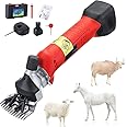 YIHGJJYP Electric Sheep Shearing Clipper, Cordless Sheep Shears Electric Clippers, Heavy Duty Sheep Shears, Built in Rechargeable Lithium Battery for Shaving Fur Wool, 480W, Red Red