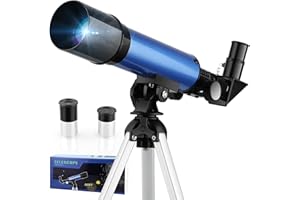 Cowiewie Telescope for Kids Telescopes Outdoor Space Astronomy Beginners Includes Two Eyepieces, Portable Refractor Spotting Scope with Tripod Gifts