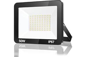 TASINUO Focos LED Exterior 50W, IP67 Impermeable Proyector Exterior, 5000LM 7000K Super Brillante Blanco Frío Luz de Seguridad, Potente Luces LED para Terraza, Garaje, Jardín, Parque