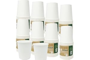 cotigo Vasos Desechables Café, 200 ml, Pack de 200-100% Biodegradables, Reciclables - Vasos Cartón para Café, Agua, Apto Bebidas Calientes y Frias, Color Blanco, Vasos Papel para Fiesta
