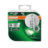 OSRAM H1 Ultra Life Headlight Bulb, 12V 55W, 4 Years Warranty, 2-Pack