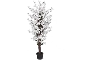 Leaf Design UK - Albero di fiori artificiali realistici, colore bianco, 120 cm