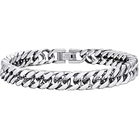 Bracciale Unisex Acciaio Inox Argento Con Croce E CZ - Stile Cubano ID