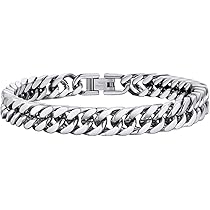 1 Pezzi Bracciale Uomo a Catena Cubana Grossa Robusta Bracciale Acciaio