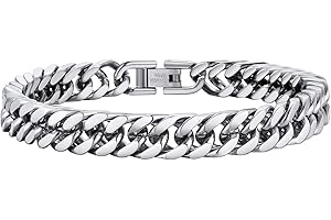 PROSTEEL Chain Bracelet for Men - Cuban Link Chunky Bracelet Silver/Gold Plated/Black 8MM/12MM/17MM Width, Hip Hop Jewellery 19/21/23CM Length for Men Boys Teen -with Gift Box